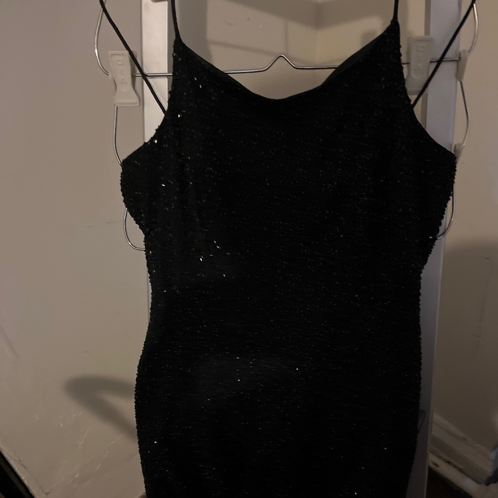 Black beaded cocktail dress size 2 Cache brand